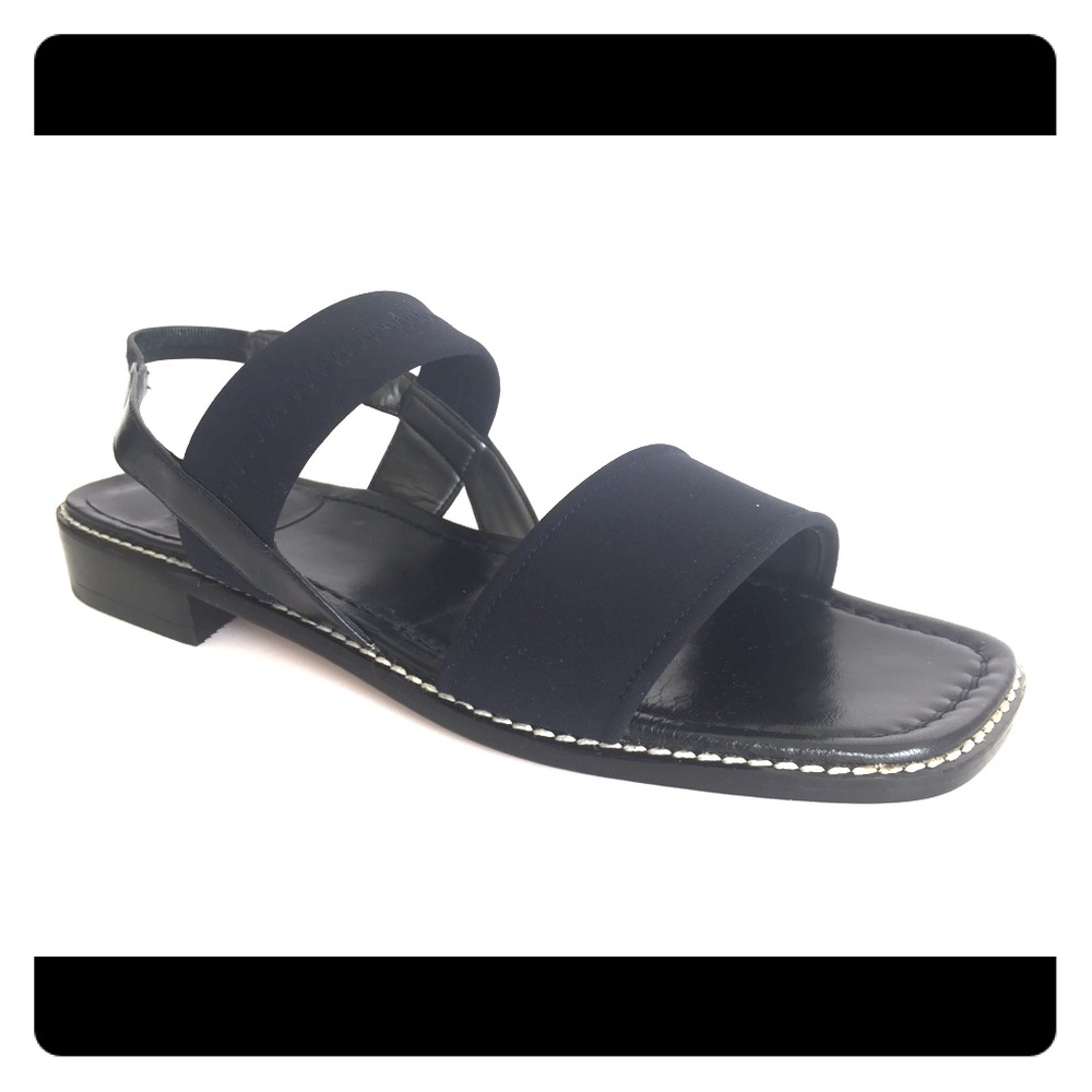 Stuart Weitzman navy micro stretch sandals