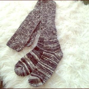 Charlotte Russe ThighHigh cozy cream&black socks~