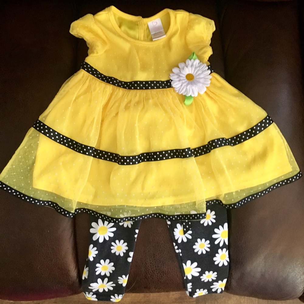 18 Month Yellow and Black Daisy Outfit