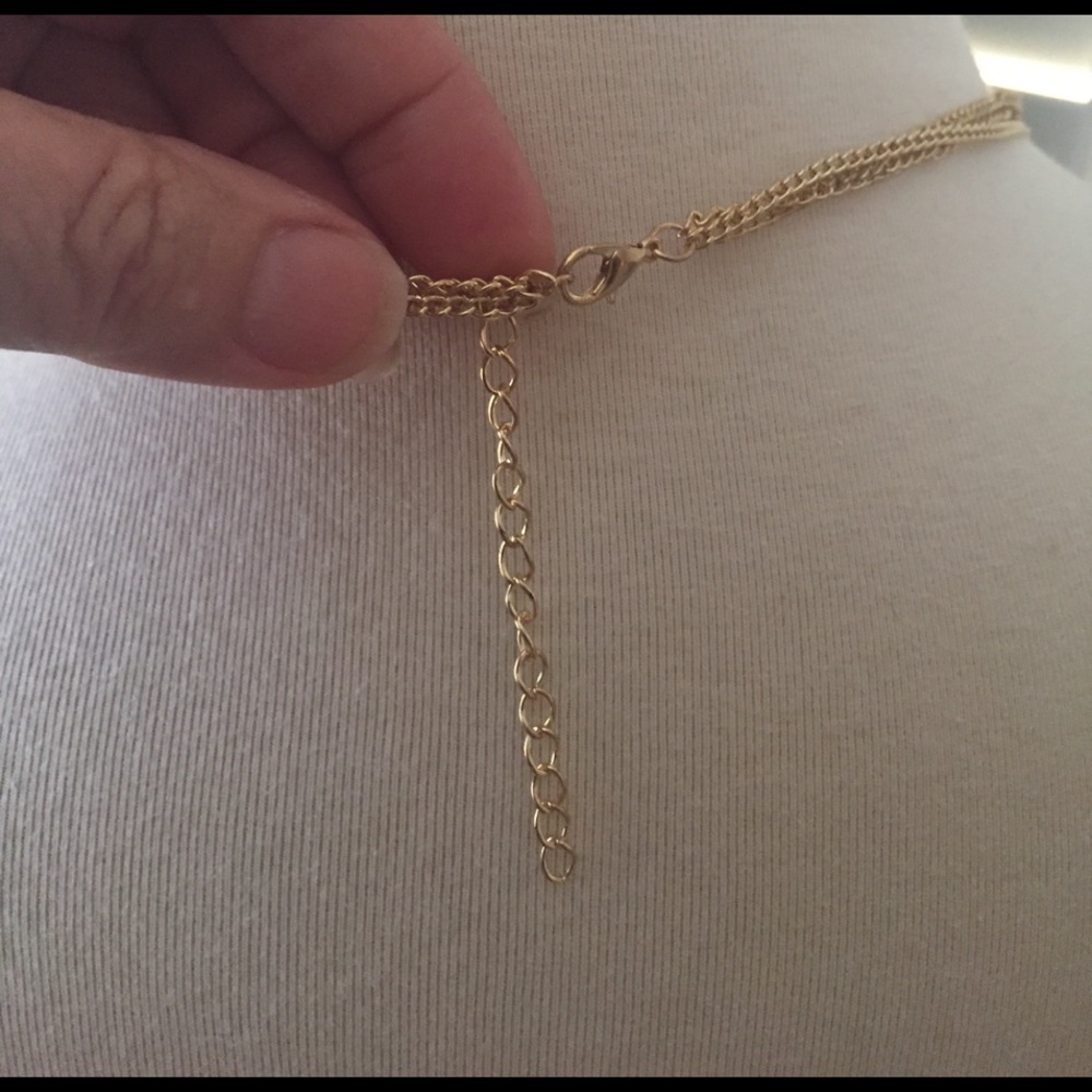 Gold body necklace rhinestones circle NEW - Picture 4 of 5