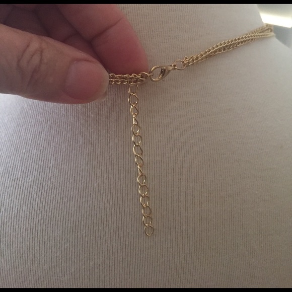 Gold body necklace rhinestones circle NEW - Picture 4 of 5