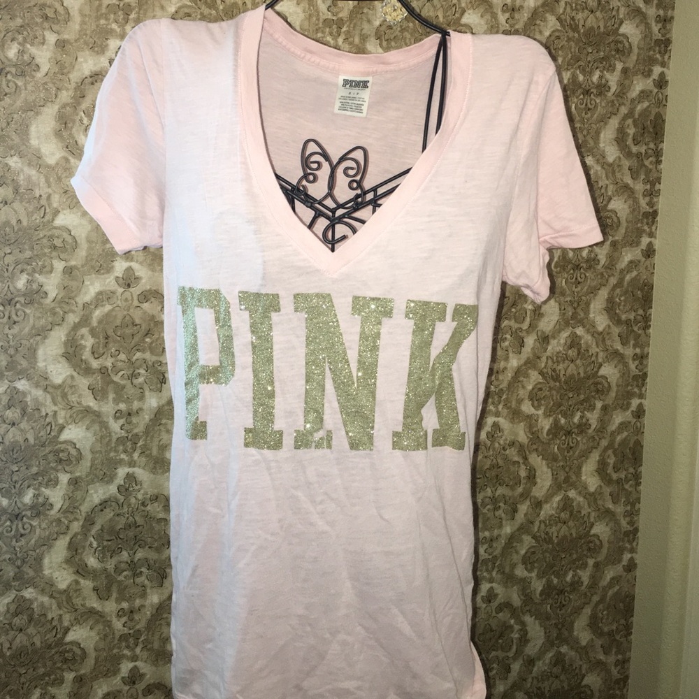 Victoria Secret PINK pink shirt with gold