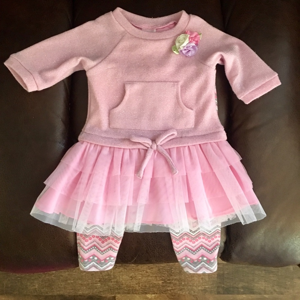 18 Month Pink 3/4 Sweater Dress and Leggings