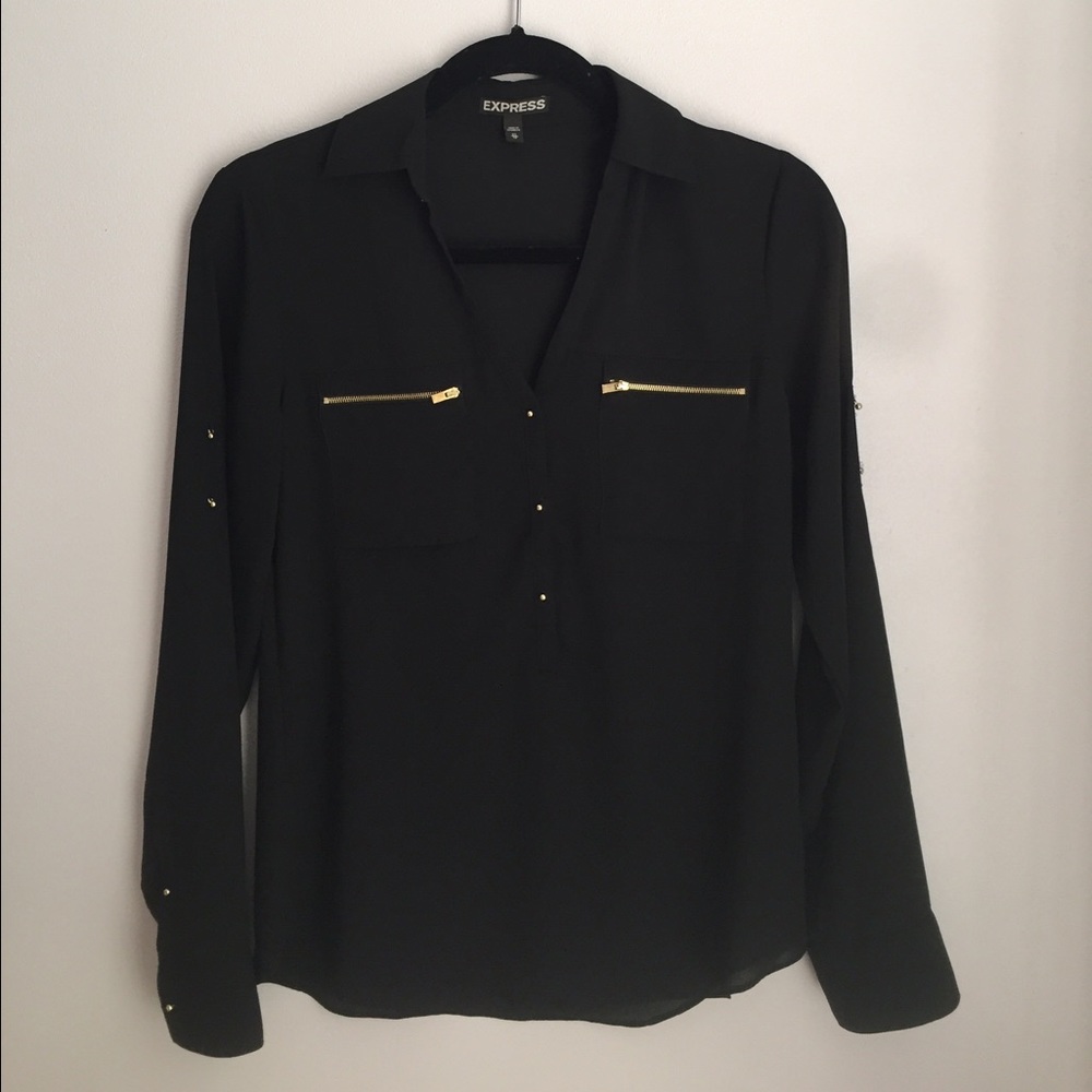Express Blouse in Black with Gold emblems