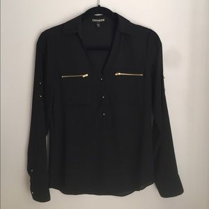 Express Blouse in Black with Gold emblems