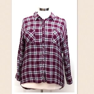 Simply Be - Label Be Soft Plaid Button Front Top