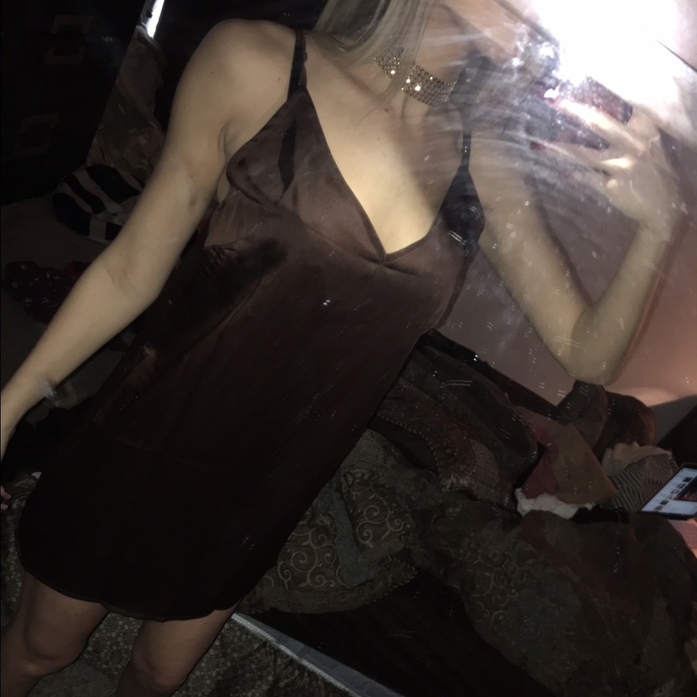 Brown Silk Tank Dress