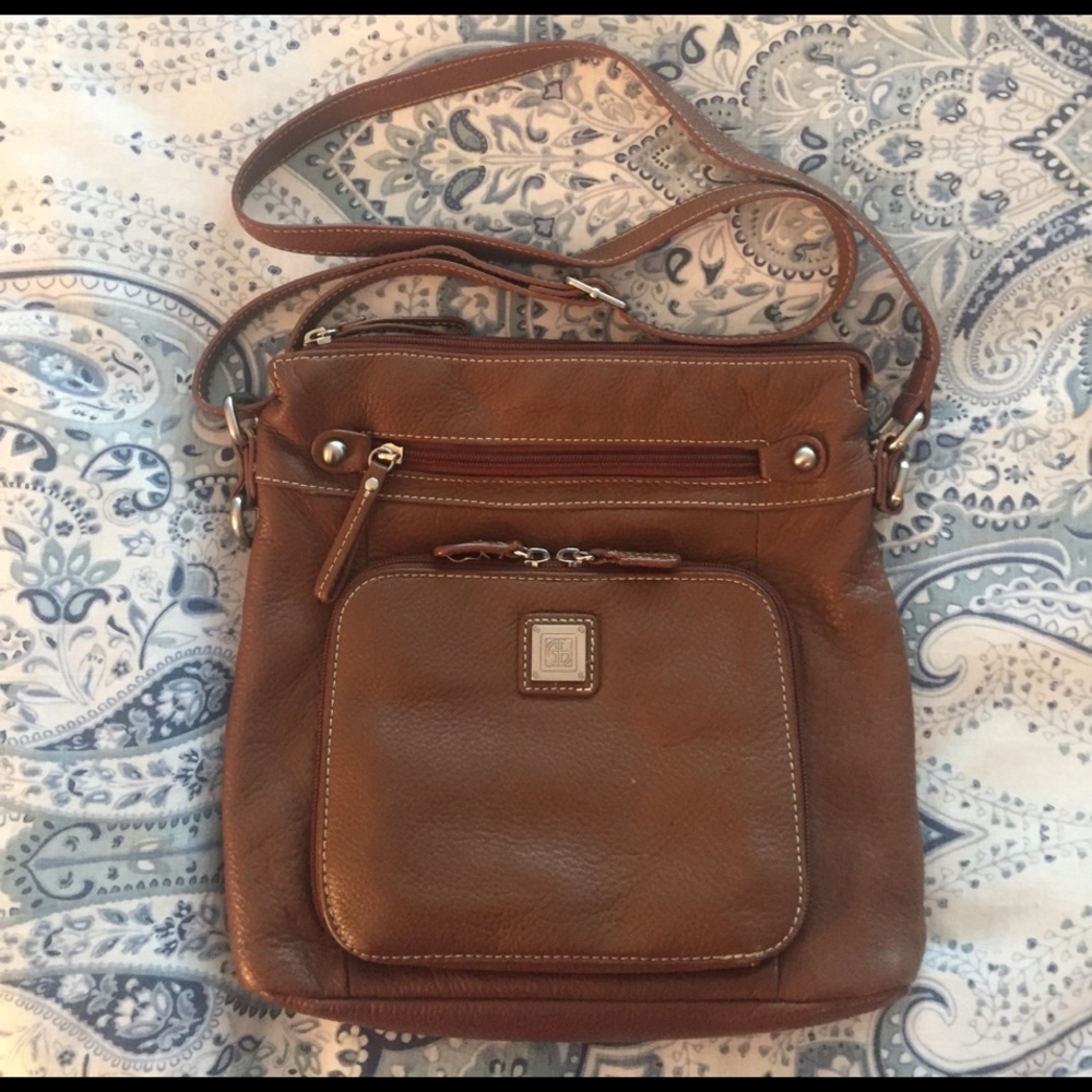 Cognac Genuine Leather Crossbody