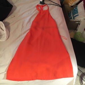 Orange flowy dress with open T back