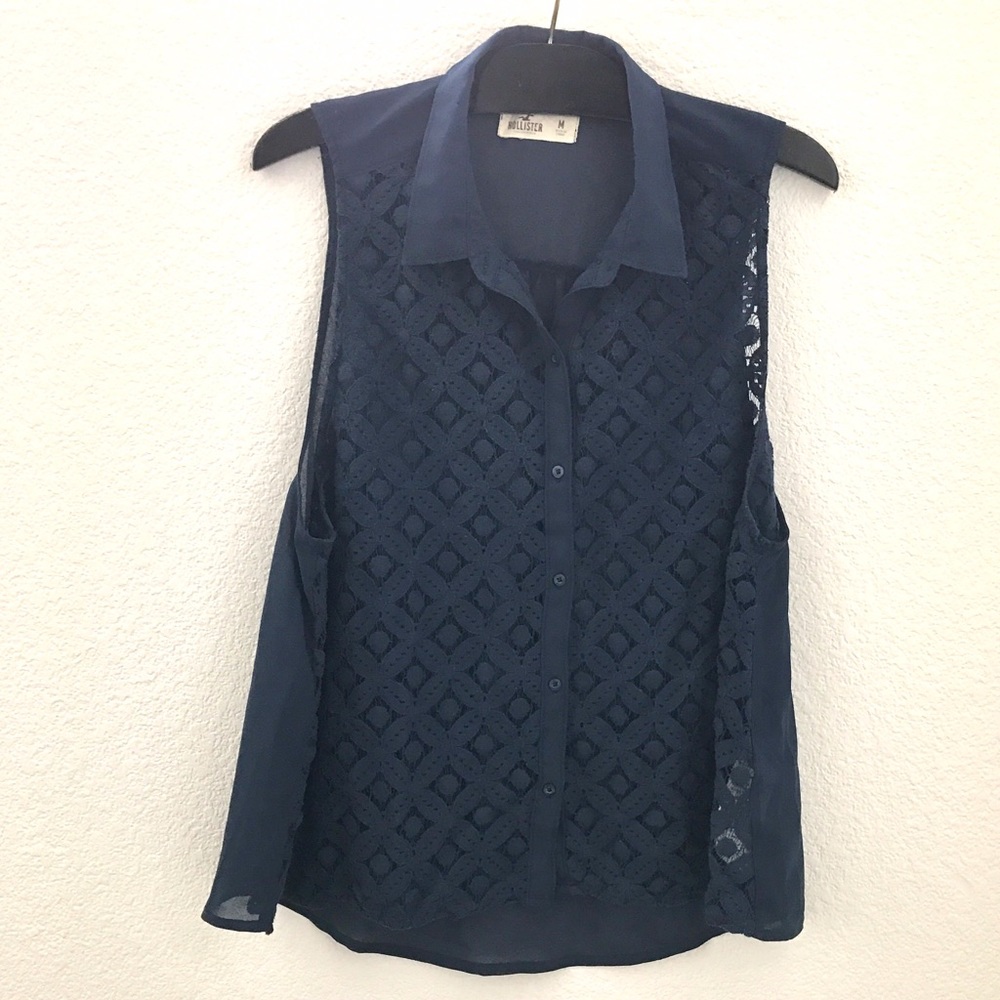 🌑Navy crochet sleeveless top🌑