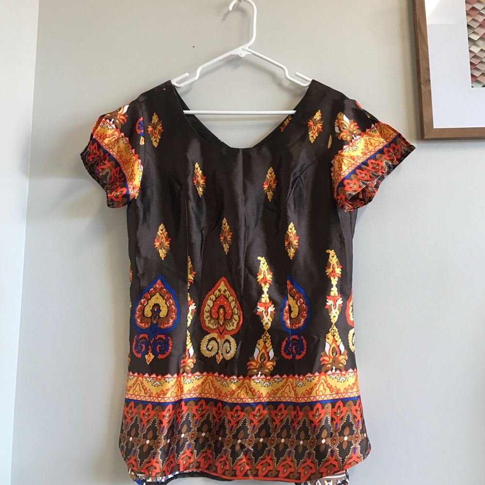 Custom silk top modeled after anthropologie style