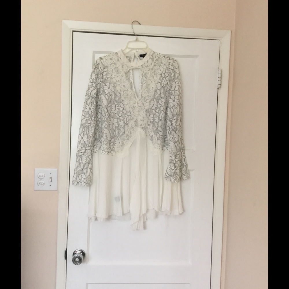 White Secret Lace Sheer Tunic Top
