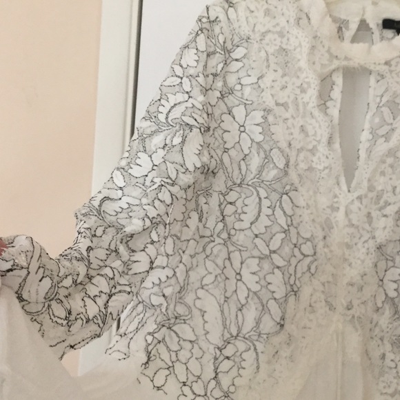 White Secret Lace Sheer Tunic Top - Picture 3 of 7