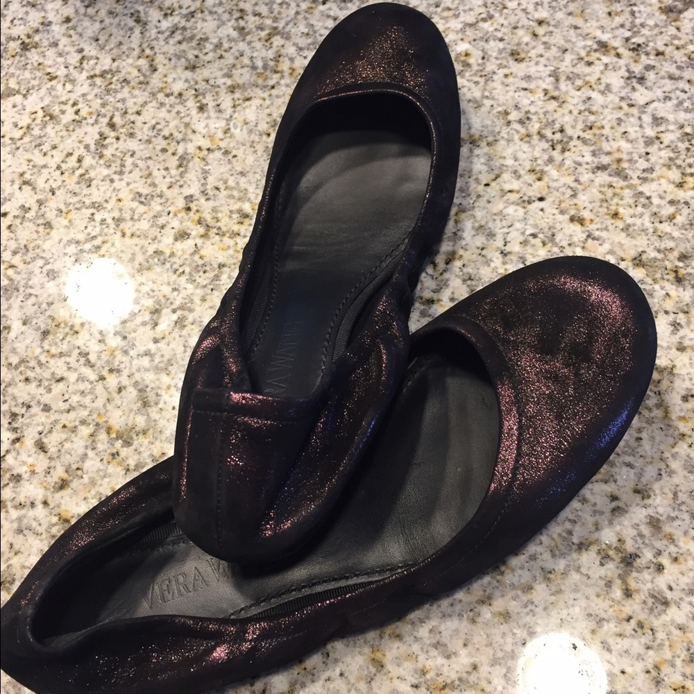 VERA WANG | black/purple soft leather ballet flats