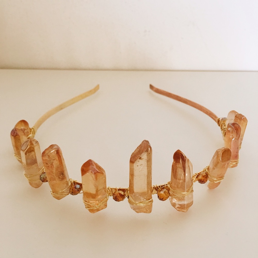 3/3 SALE! Handmade Quartz Crown Headpiece - Bridal