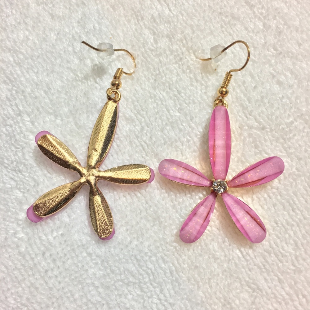 Pink Flower Earrings - Picture 3 of 4