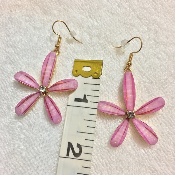 Pink Flower Earrings - Picture 2 of 4