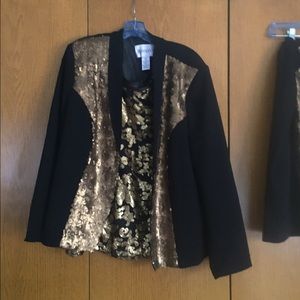 Roaman's Black with Gold sequins skirt suit