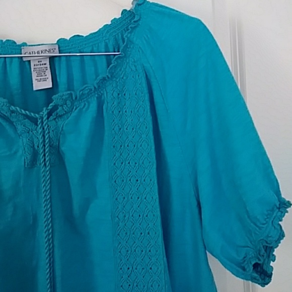 Catherines Tops - 🔴SALE! BOHO Style Deep Turquoise 100% Cotton Top