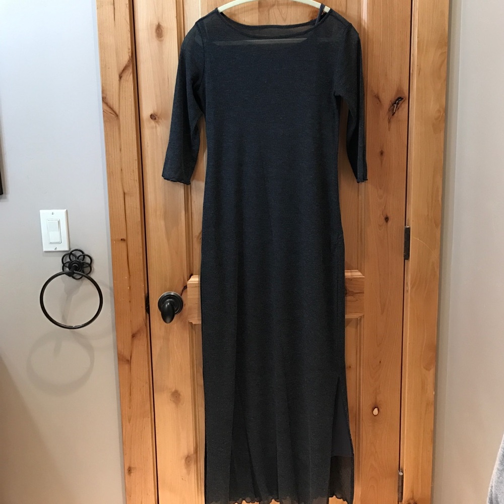 Grey full length light sweater dress