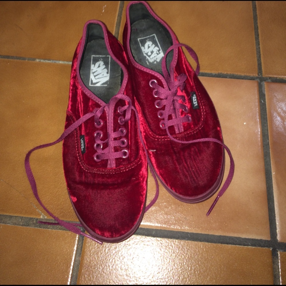 Dark Red VELVET VANS, Women's size 8, men's 6.5