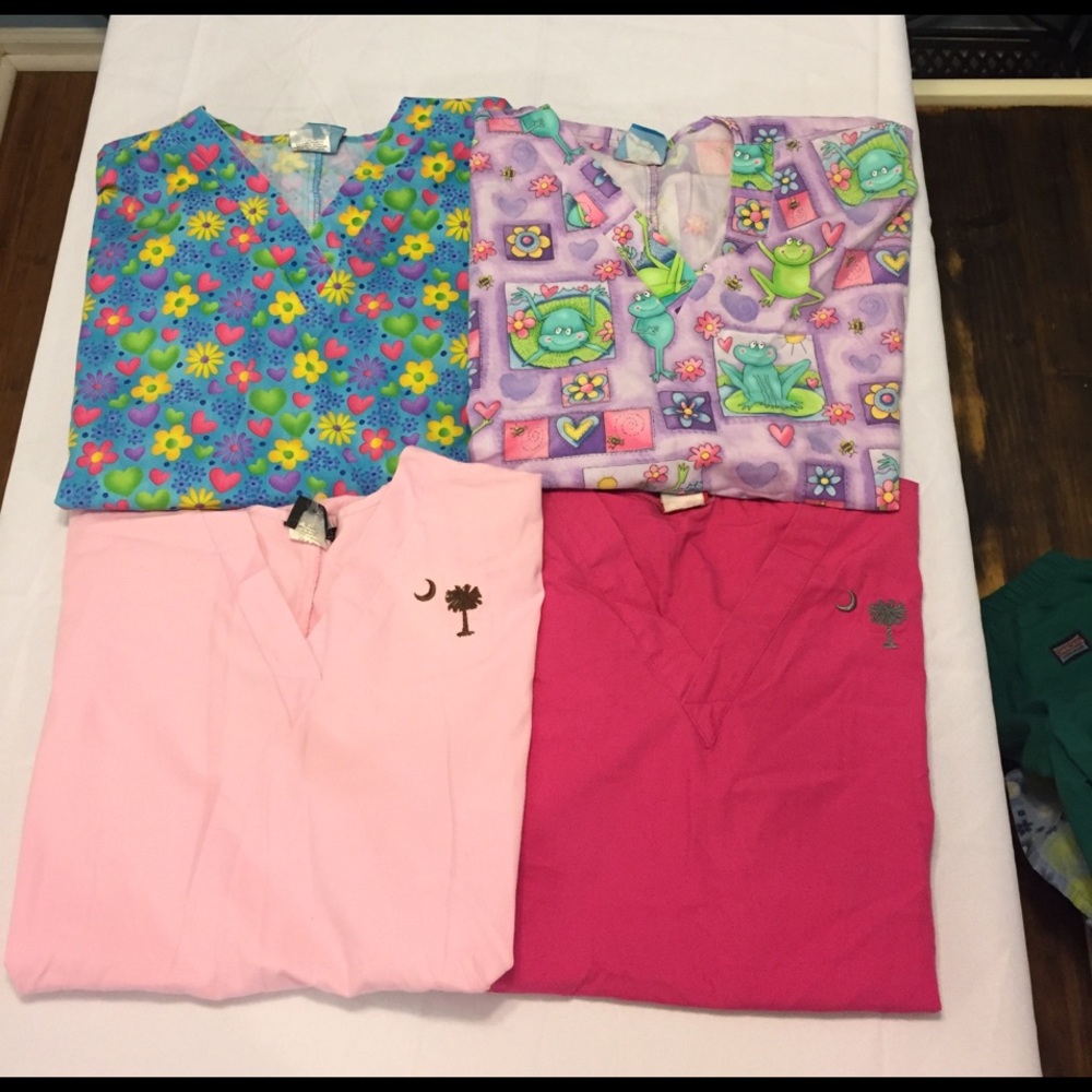 Lot of 4 Sz Small Scrub Tops.