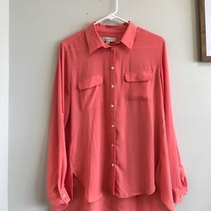Coral blouse from Ann Taylor