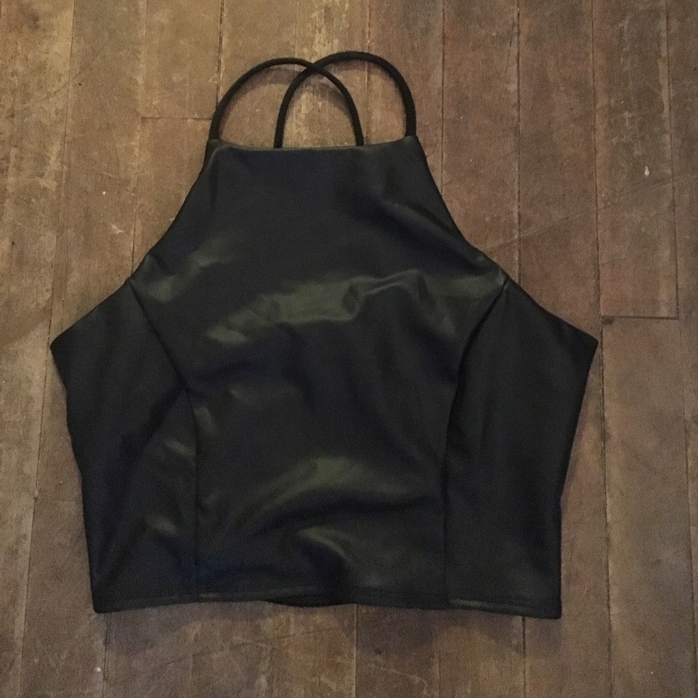 Faux leather crop top