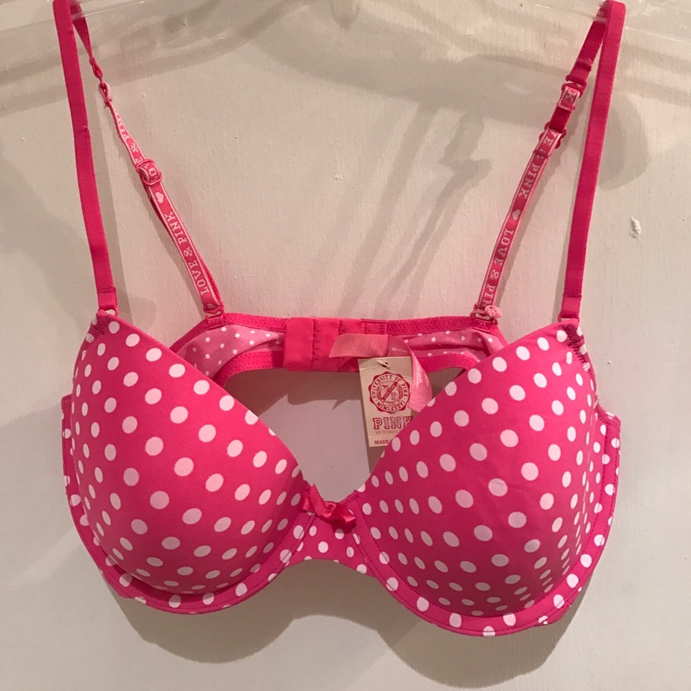 NWT pink and white polka dot Victoria Secret bra.