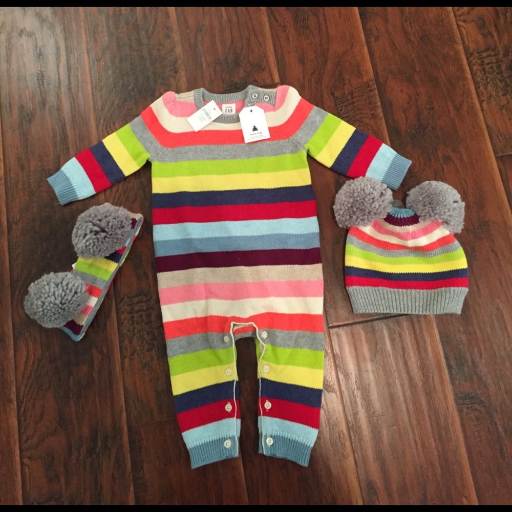 NWT Baby Gap girls 6-12m 3 piece stripe set!