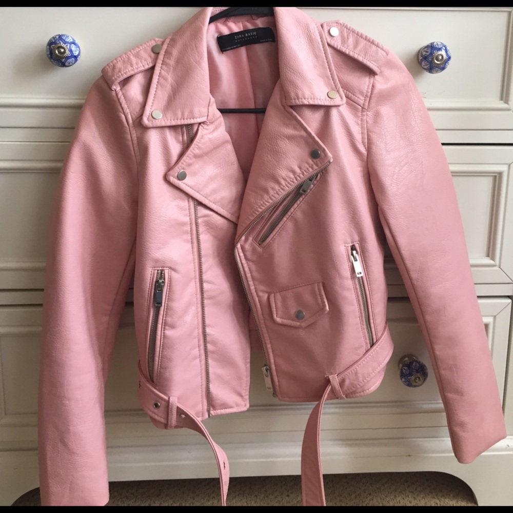 ZARA PINK FAUX LEATHER JACKET