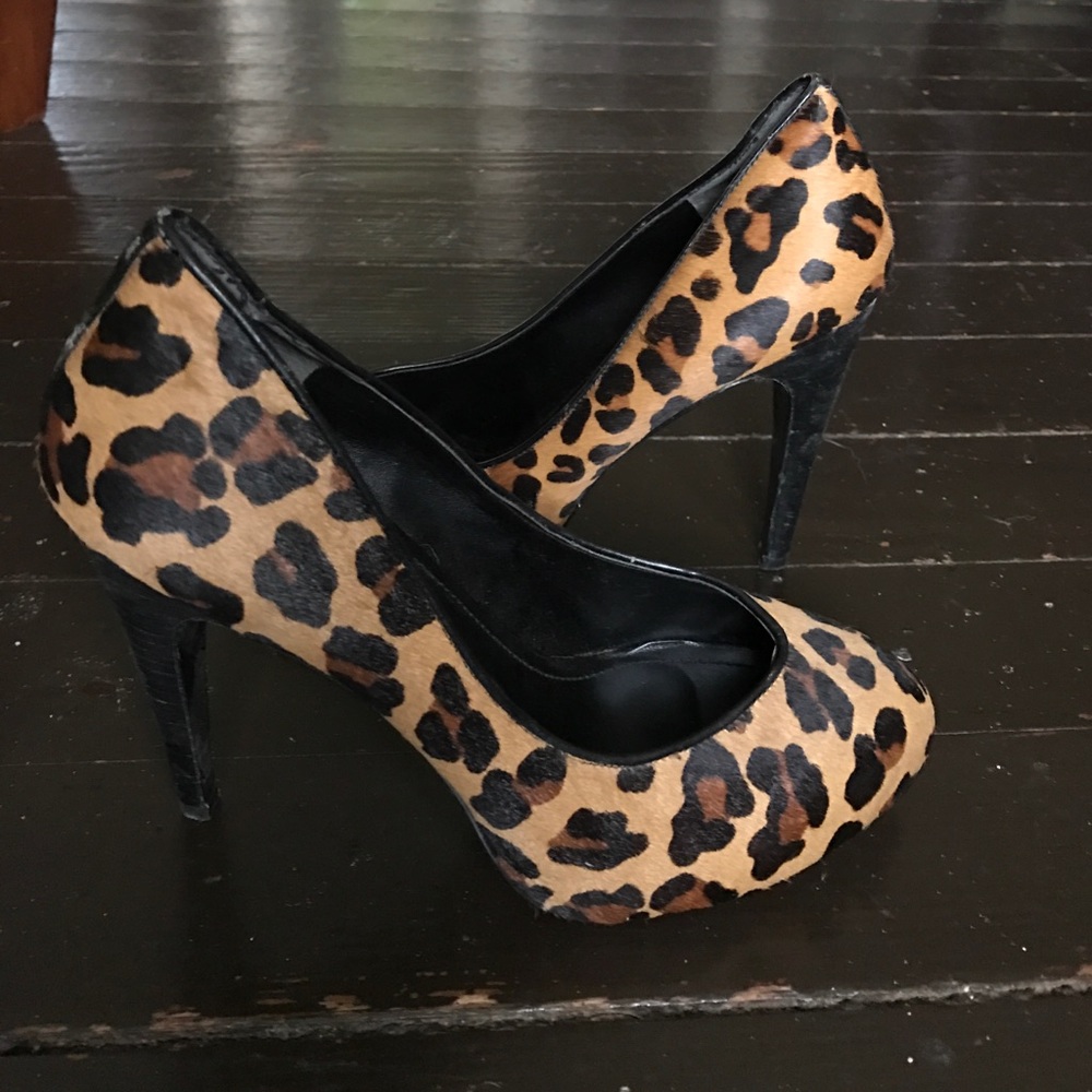 BCBGeneration Leopard Calf Hair 4.5" Pumps (8.5M)