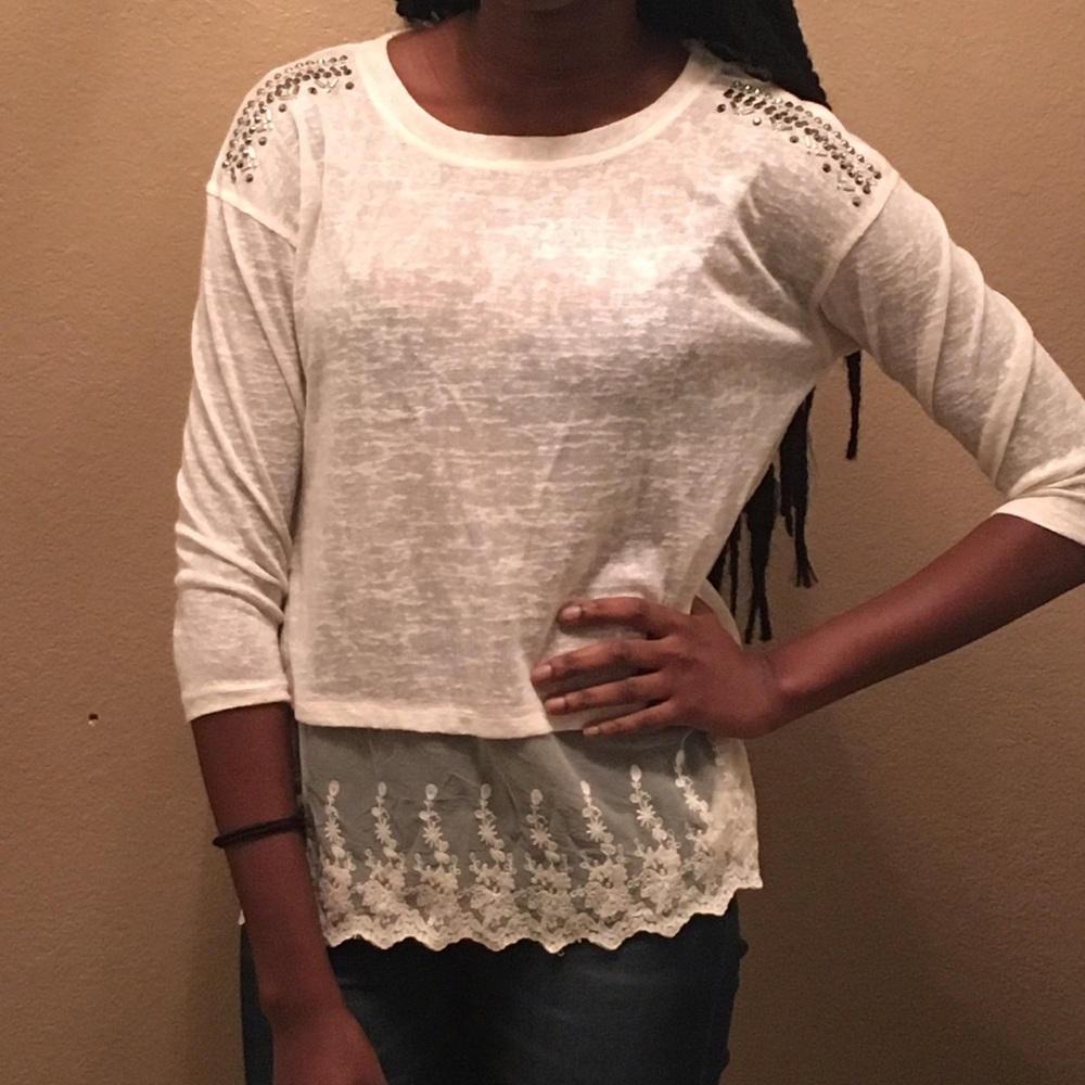 Cute White/Cream Blouse with Lace