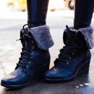 Ugg Waterproof Shearling Wedge Boots