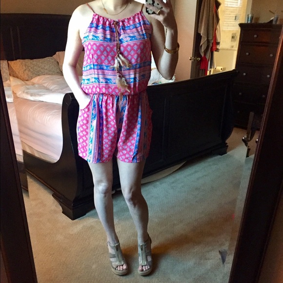 💕LAST ONE!!💕 Pink and Blue 💯% Cotton Romper - Picture 6 of 8