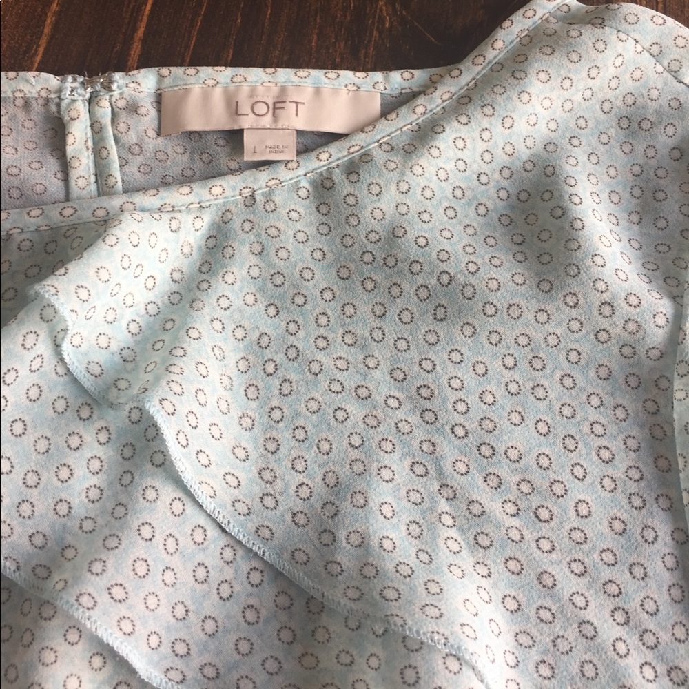 Loft sheer top mint with white and black bubbles - Picture 5 of 8