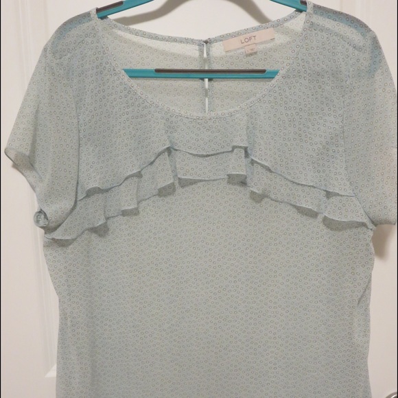 Loft sheer top mint with white and black bubbles - Picture 2 of 8