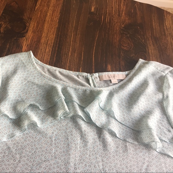 Loft sheer top mint with white and black bubbles - Picture 6 of 8