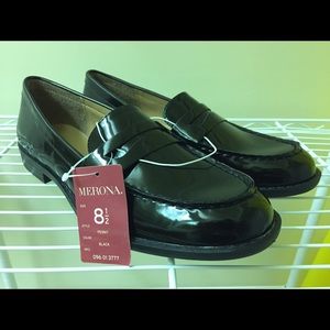 Women's Black Patent Leather Penny Loafers