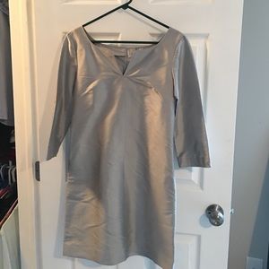 100% silk grey/silver j.crew dress