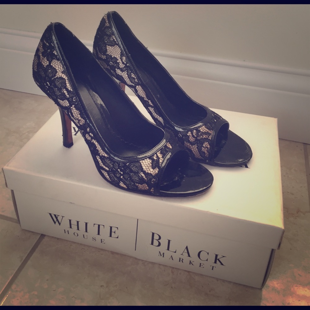 White House black market open toe heels
