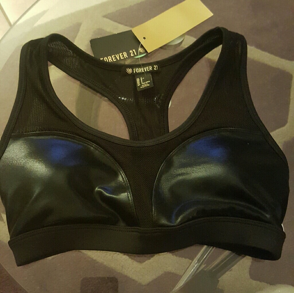 New F21 Leather Sports Bra