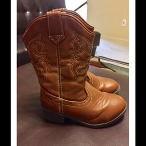 Kids Brown Leather Cowboy Boots