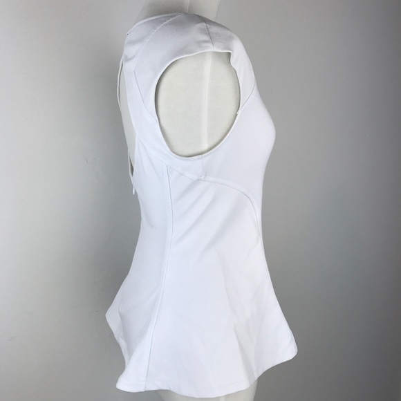 GUESS SLEEVELESS PONTE MESH PEPLUM TOP - Picture 7 of 8