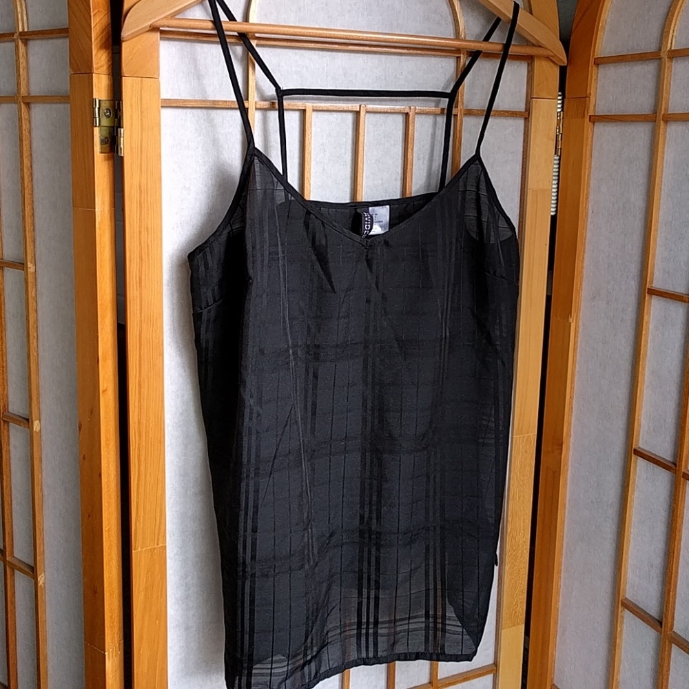 H&M Size 6 Black Tank Plaid Design Pattern