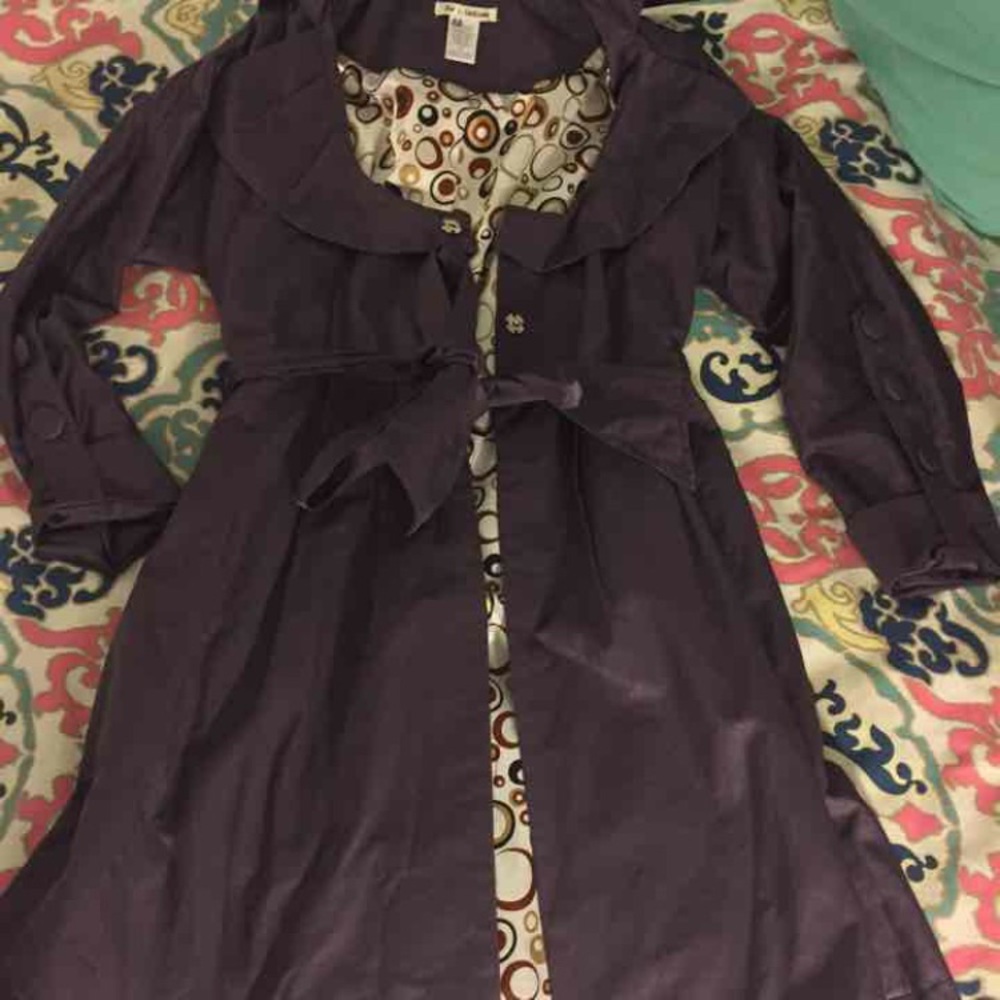 Purple Ruffle Collar Lightweight Coat