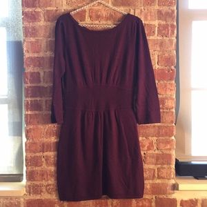 Feminine sweater dress with yoke waistband