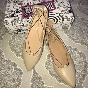 Nude Lace-Up Flats