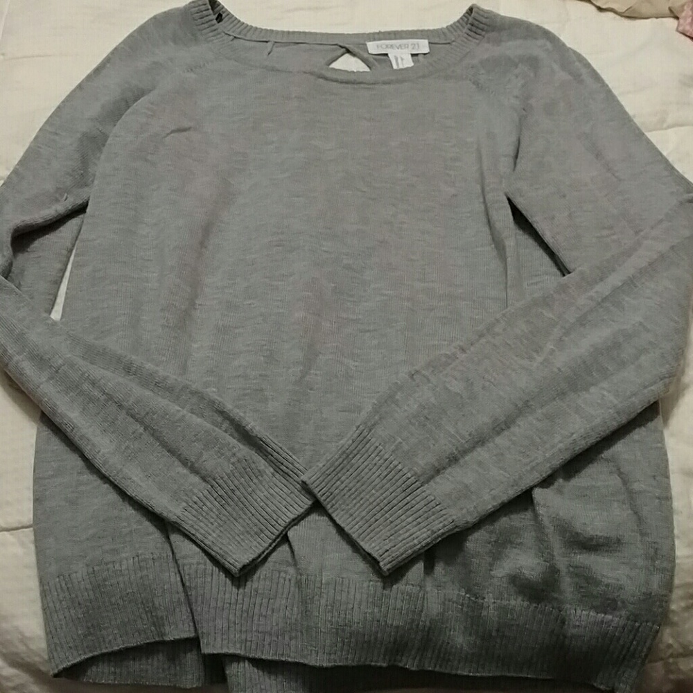 Gray open back sweater