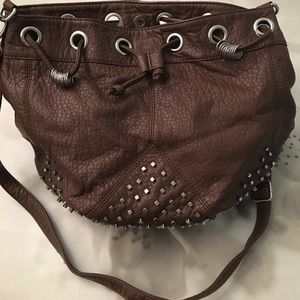 SOLD Brown Leather Satchel W/ Studded Detail